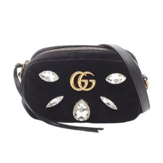 Gucci Pre-owned Cross Body Bags, female, Black, Size: ONE SIZE Pre-owned GG Marmont Quilted Mini Shoulder Bag