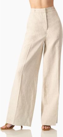 Ivonne High-Waist Wide-Leg Linen Tailored Pants in Sand at Nordstrom, Size 12