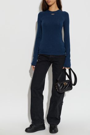Off-white Long Sleeve Top, Womens, Navy Blue