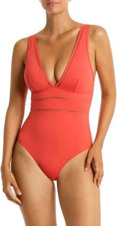 Sea Level Australia Spliced Plunge One-Piece in Flame at Nordstrom Rack, Size 4 Us / 8 Au