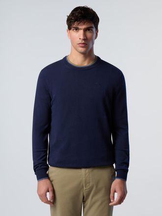 North Sails Mens Sweater Embroidered logo - Blue Cotton - Size X-Large