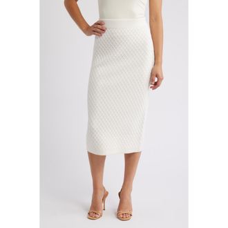 Anne Klein Diamond Stitch Sweater Skirt in White Dove at Nordstrom, Size X-Large