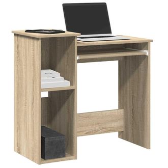 Berkfield Home Desk with Shelves Sonoma Oak 84x40x78 cm Engineered Wood in Brown | Size: 84 x 40 x 78 cm