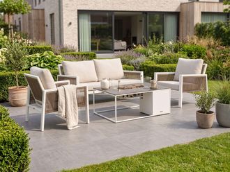 Manifesto Furniture + 10% kassakorting | Manifesto Alzano/Cosidesign Line stoel-bank loungeset met vuurtafel 4-delig