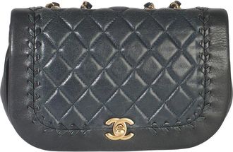 Chanel Black Leather CC Braided Saddle Flap Bag (Authentic Pre-Loved)