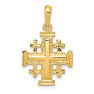 Diamond2Deal 14k Yellow Gold Jerusalem Cross Pendant