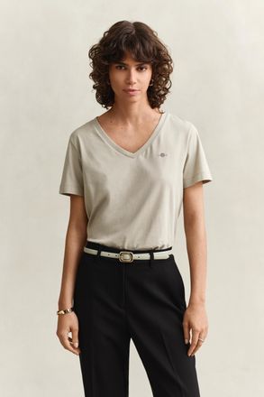 GANT Women Shield V-Neck T-Shirt (XXL) COUNTRY BEIGE