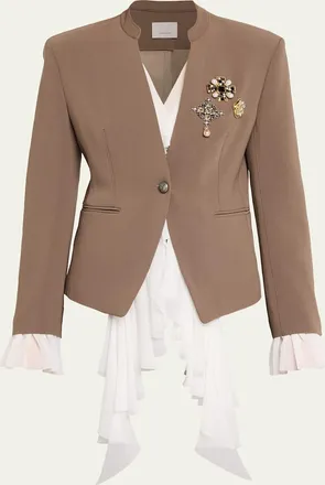 Cinq &agrave; Sept Maren Georgette-Trim Crepe Blazer