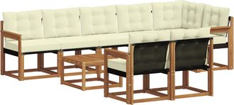 vidaXL Conjunto De Sof&aacute;s De Exterior 9 Uds. Natural Y Crema Vidaxl