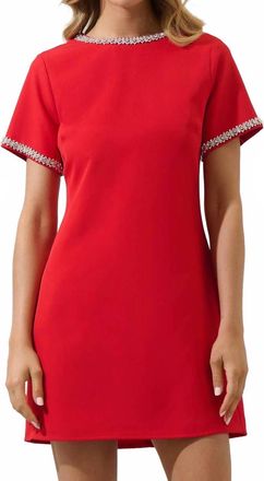 Sugarlips Kaitlyn Rhinestone Shift Mini Dress In Red