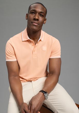 DELMAO Poloshirt DELMAO, Herren, Gr. 4XL (68/70), melba, Piqu&eacute;, Obermaterial: 100% Baumwolle, unifarben, Basic, regular fit, Rippb&uuml;ndchen, Shirts Poloshirt, 