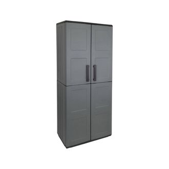 Dmora Armario Exterior O Interior, 2 Puertas Y 3 Estantes De Polipropileno Ajustables, 100% Made In Italy, 68x37h163 Cm, Color Gris, Con Embalaje Reforzado 