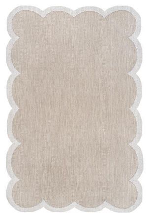 Jonathan Y Designs Alice Classic Cottage Two-Tone Scalloped Indoor/Outdoor Shaped Area Rug in Beige/cream at Nordstrom, Size 8Ft 0In X 10Ft 0In