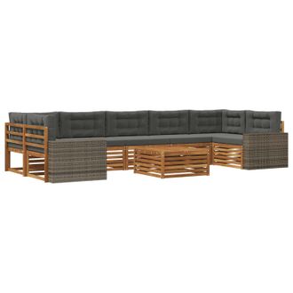 vidaXL Conjunto De Sof&aacute;s De Exterior 8 Uds. Natural Y Antracita Vidaxl