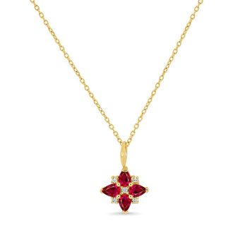Bony Levy El Mar 18K Yellow Gold Ruby & Diamond Flower Pendant Necklace in 18Ky at Nordstrom Rack