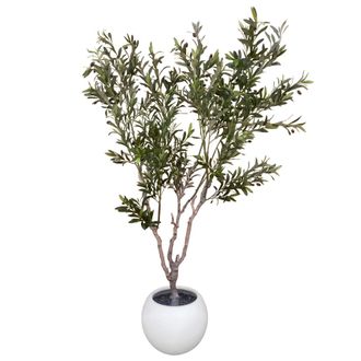 Leaf 200cm XXL Artificial Olive Tree with Decorative Planter in Green