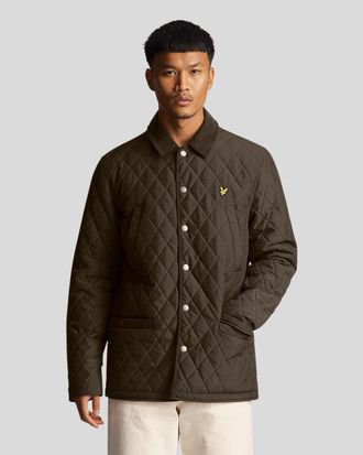 Lyle & Scott Mens Quilted Jacket in Olive Cotton - Size X-Large