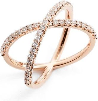Nadri Crossover Cubic Zirconia Ring in Rose Gold at Nordstrom, Size 6