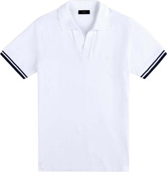 Fay White Solid Shirt Collar Polo