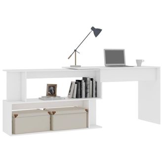 Berkfield Home Modern Corner Desk White 200x50x76 cm Engineered Wood | Size: 200 x 50 x 76 cm