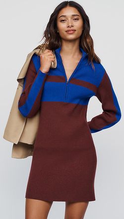 Maeve Quarter Zip Knit Mini Dress