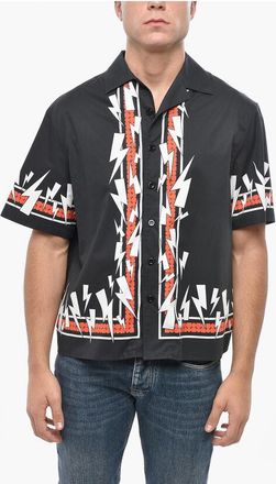 Neil Barrett Short Sleeved Boxy Fit Shirts with Jumbled Bolts Print size Xl