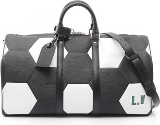 Louis Vuitton Black Noir White Leather Boston Bag (Pre-Owned)