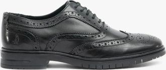 Hush Puppies Mens Hush Puppies SANTIAGO Mens Leather Oxford Brogue Shoes Black - Size: 12