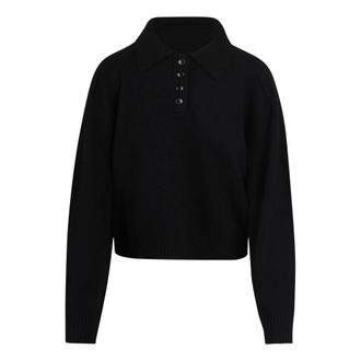 Loulou Studio Polo Shirts, female, Black, XS, Homere Cashmere Polo