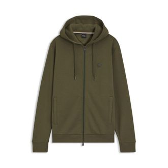 BOSS Cotton-blend zip-up hoodie with Double B monogram