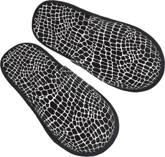 Generic Plush Mens Slipper Alligator Skin Pattern Cotton Slipper Breathable Home Slippers for Indoor Bedroom Family L