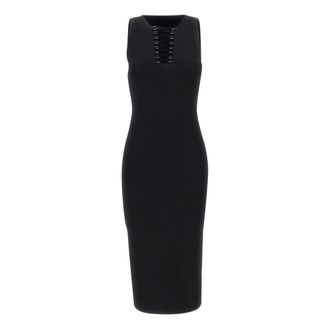 Kaos Geknoopte Gebreide Jurk - Dames - Casual kleedjes - Zwart - S - Kleedjes