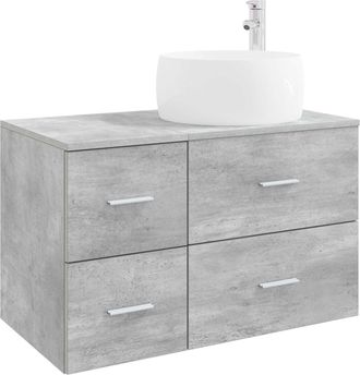 vidaXL Juego De Muebles De Ba&ntilde;o 2 Uds. Gris Hormig&oacute;n Vidaxl