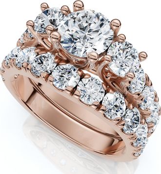 Pompeii3 2Ct TW 3-Stone Diamond Engagement Wedding Ring Set 14k Gold or Pt Lab Grown