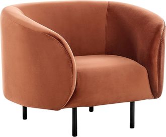 Beliani Sill&oacute;n Curvo Moderno Art Deco Patas Negras Terciopelo Naranja Loen