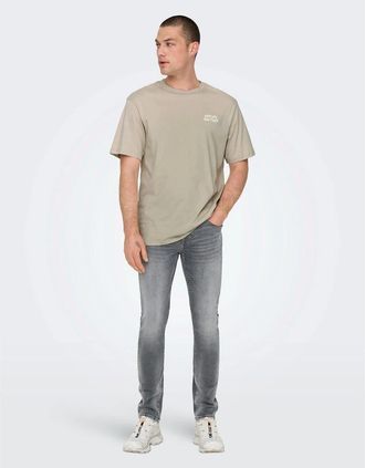 Only Mens Five Pocket Design Slim Fit Jeans - Grey - Size: 29W l