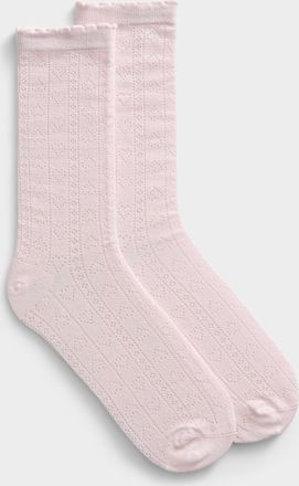 Simons Womens Scalloped edge heart pointelle-knit socks