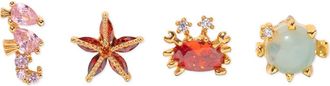 Girls Crew Under the Sea Set of 4 Assorted Single Stud Earrings in Gold at Nordstrom