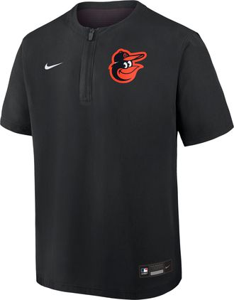 Nike Baltimore Orioles Authentic Collection Nike Mens Dri-FIT MLB 1/4-Zip Short-Sleeve Windshirt in Black | 04HF0GIMOLE-Q9T
