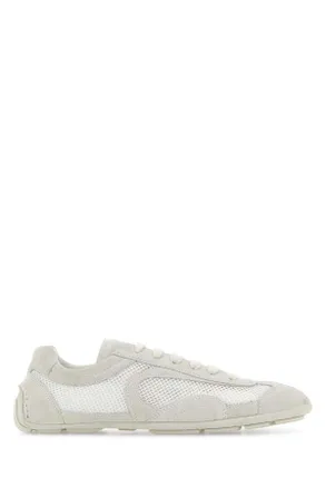 Prada White Suede And Mesh Montecarlo Sneakers