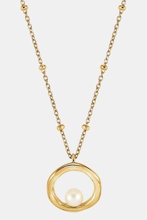 Dower & Hall Open Circle & White Pearl Waterfall Pendant in Yellow Gold Vermeil at Nordstrom, Size 18