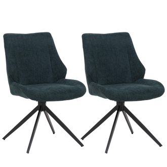 Hhg Hhg - Juego De 2 Sillas De Comedor 026, Silla De Cocina, Giratoria Con Retorno Autom&aacute;tico, Tela/textil Chenilla (320 G/m&sup2;) Oeko-tex, Verde Petr&oacute;leo