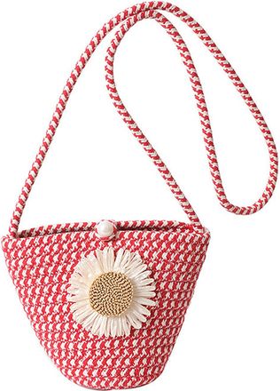 Generic Cymwer Women Woven Straw Crossbody Beach Bag for Work School and Daily Use (Red)