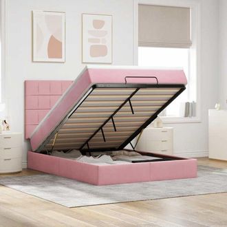 vidaXL Estructura Cama Otomana Colchones Terciopelo Rosa 140x200cm Vidaxl