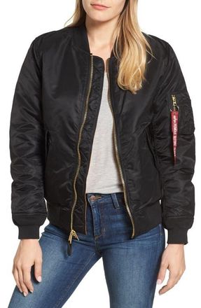 Alpha Industries MA-1 W Bomber Jacket in Black at Nordstrom, Size X-Small