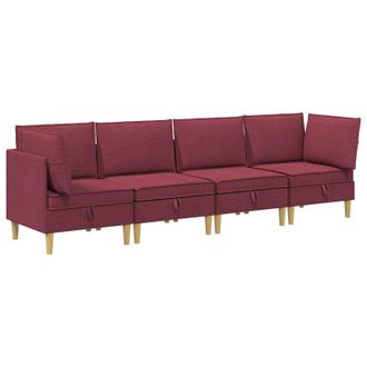 vidaXL Juego De Sof&aacute; Modular Con Almacenamiento 4 Pcs Rojo Vino Tela Vidaxl