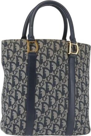 Dior Pre-owned Trotter Canvas Tote Bag - Dames - Vintage Shopper - Blauw - ONE Size - Vintage