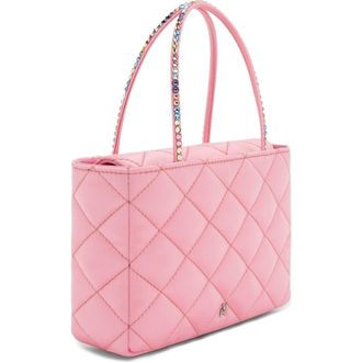 Amina Muaddi Amini Betty Quilted Satin Top Handle Bag in Baby Pink Candy Rainbow Crys at Nordstrom