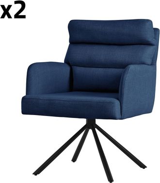 ML Design Sillas de comedor, set de 2, azul oscuro, de poliéster