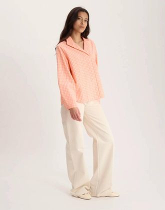Ines De La Fressange Noa Long Sleeve Top In Orange Beige